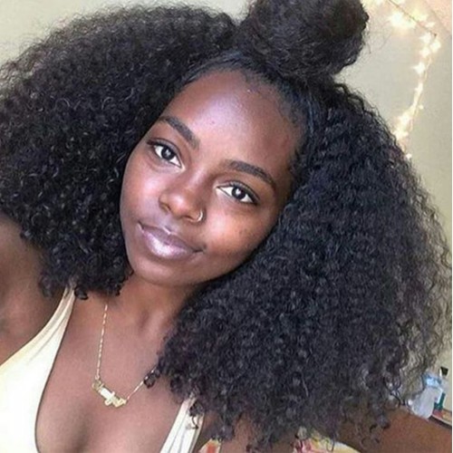 Clip In Human Hair Extensions Afro Kinky Curly 4B 4C Natural Color